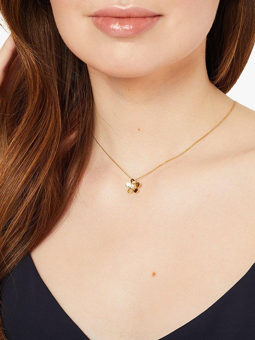 Product image 2 of 4, which shows Jools by Jenny Brown Cubic Zirconia Flower Pendant Necklace, Gold