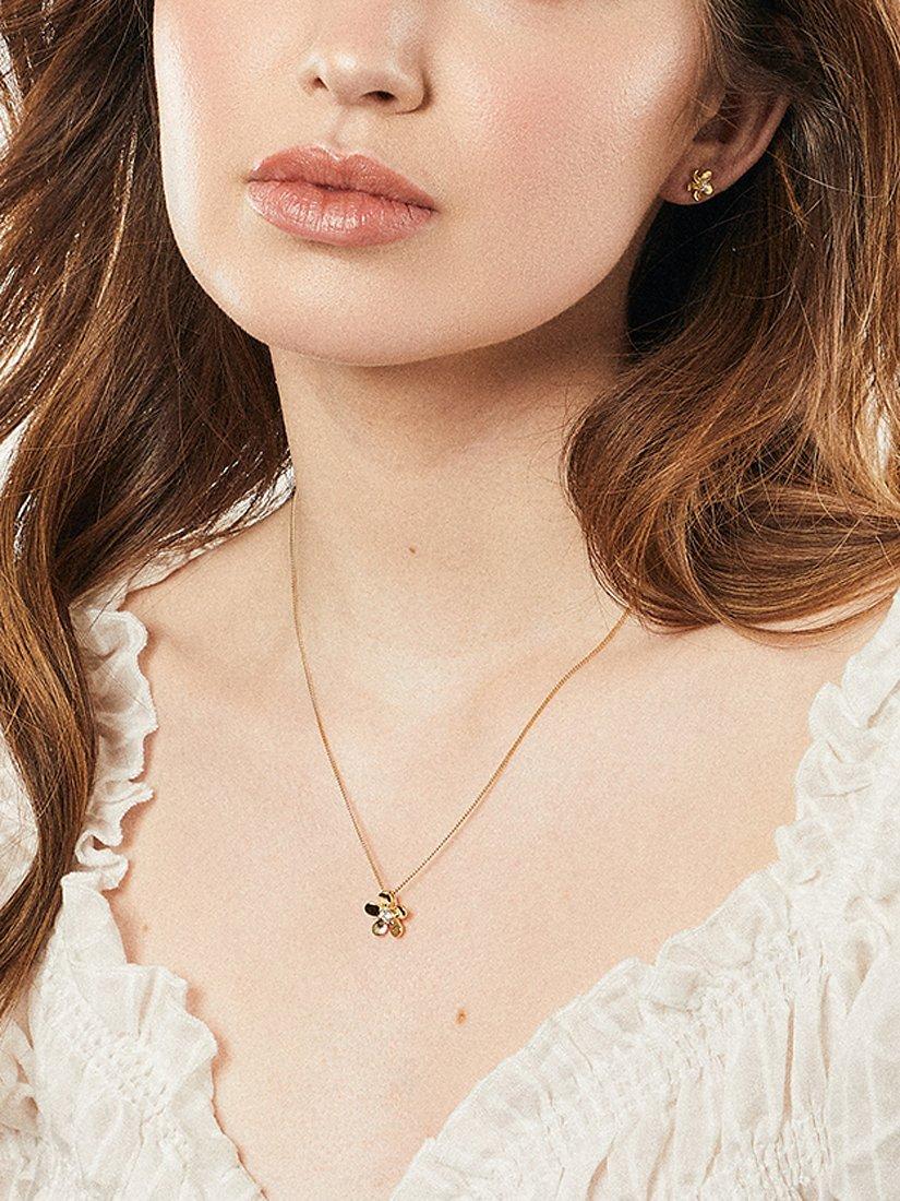 Product image 3 of 4, which shows Jools by Jenny Brown Cubic Zirconia Flower Pendant Necklace, Gold