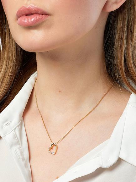 Jools by Jenny Brown Cubic Zirconia Open Heart Pendant Necklace - view 2, Gold