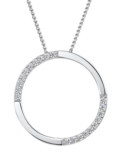 Jools by Jenny Brown Open Circle Cubic Zirconia Pendant Necklace, Silver, Silver