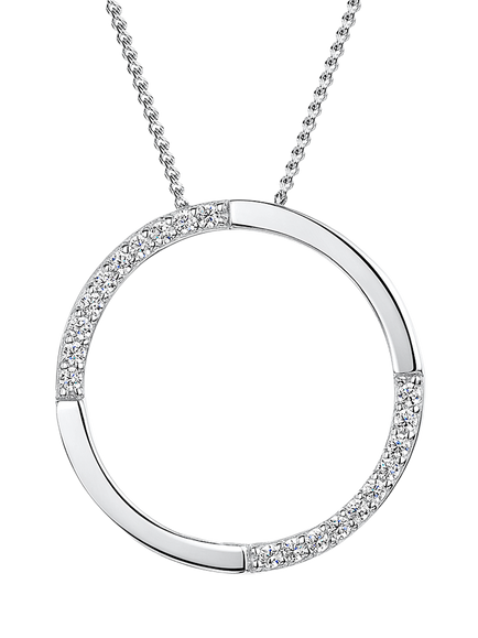 Jools by Jenny Brown Open Circle Cubic Zirconia Pendant Necklace, Silver, Silver