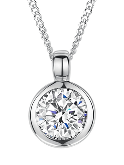 Jools by Jenny Brown 6mm Cubic Zirconia Rubover Pendant Necklace, Silver