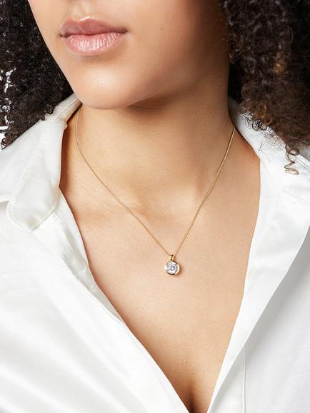 Jools by Jenny Brown Cubic Zirconia Rubover Pendant Necklace - view 2, Gold