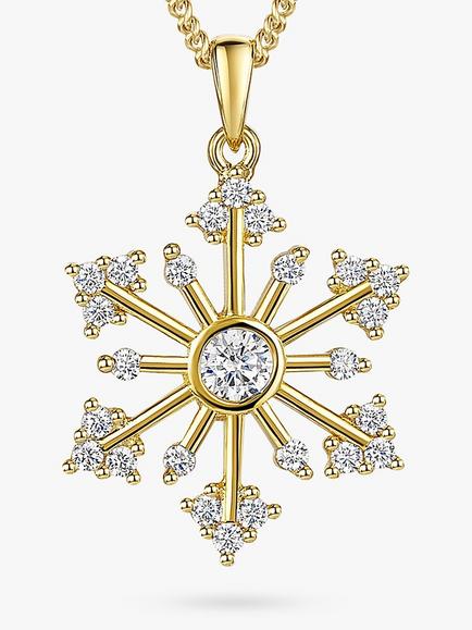 Jools by Jenny Brown Rubover Cubic Zirconia Snowflake Pendant Necklace, Gold