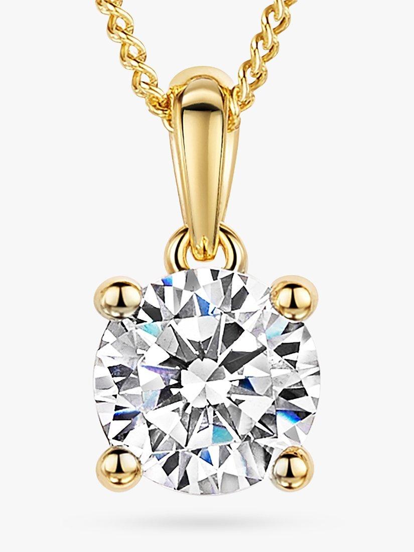 Product image 1 of 4, which shows Jools by Jenny Brown Cubic Zirconia Solitaire Pendant Necklace, Gold