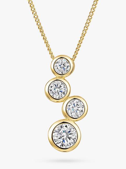 Jools by Jenny Brown Four Cubic Zirconia Bubble Drop Pendant Necklace, Gold