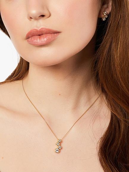 Jools by Jenny Brown Four Cubic Zirconia Bubble Drop Pendant Necklace - view 2, Gold