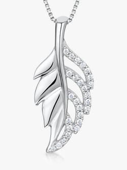 Jools by Jenny Brown Cubic Zirconia Leaf Pendant Necklace, Silver, Silver