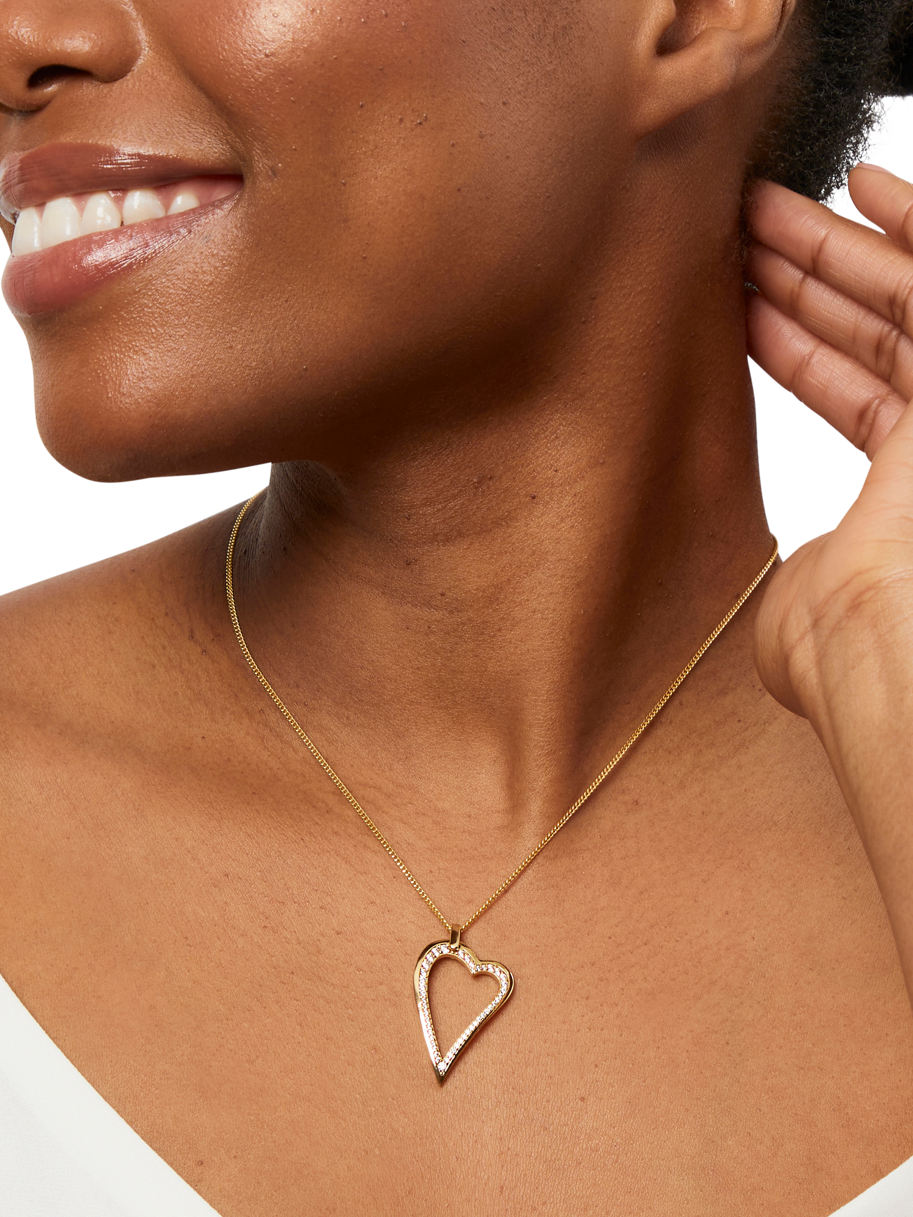 Product image 2 of 4, which shows Jools by Jenny Brown Small Cubic Zirconia Dali Heart Pendant Necklace, Gold