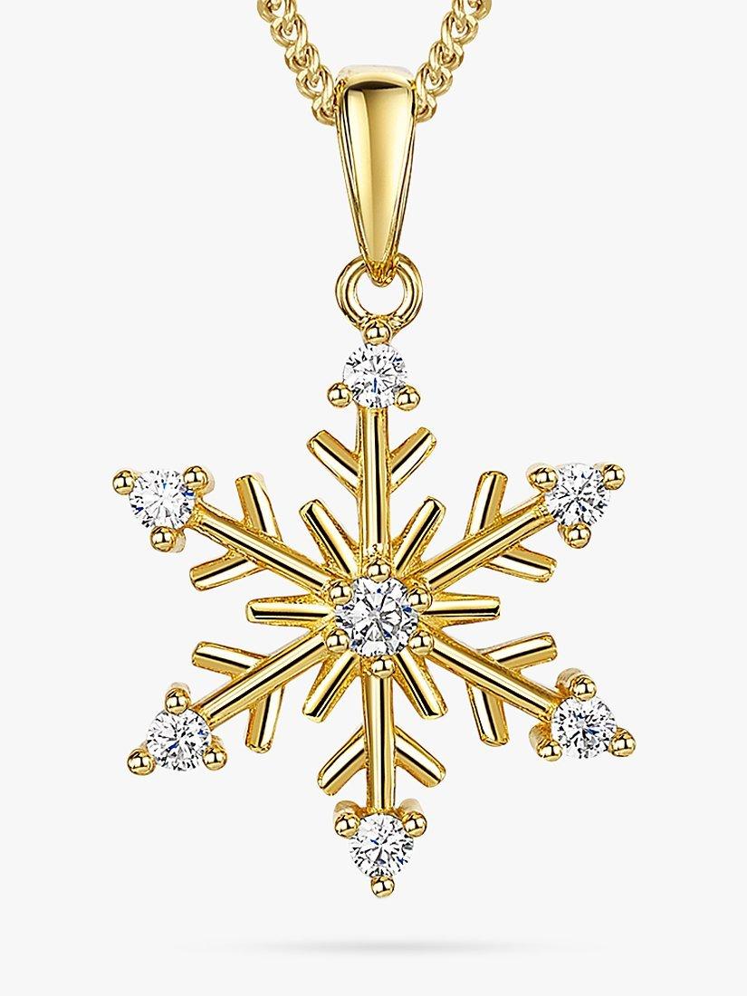 Product image 1 of 4, which shows Jools by Jenny Brown Cubic Zirconia Glistening Snowflake Necklace, Gold