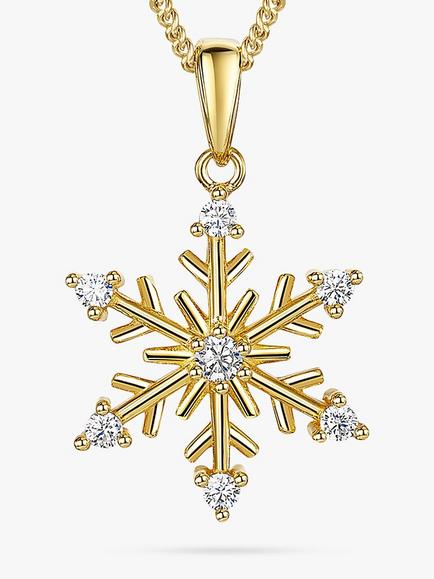 Jools by Jenny Brown Cubic Zirconia Glistening Snowflake Necklace, Gold