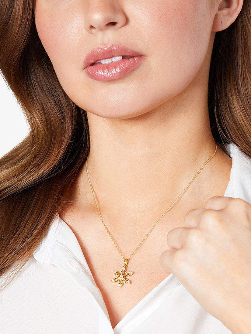 Product image 2 of 4, which shows Jools by Jenny Brown Cubic Zirconia Glistening Snowflake Necklace, Gold