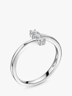 Jools by Jenny Brown Small 3 Stone Cubic Zirconia Ring, Silver - view 2, Silver
