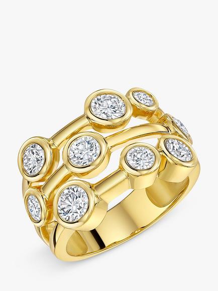 Jools by Jenny Brown 9 Stone Cubic Zirconia Bubble Ring, Gold, Gold