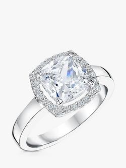Jools by Jenny Brown Cushion Cut Cubic Zirconia Halo Ring, Silver, Silver