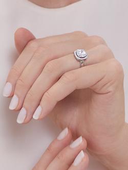 Jools by Jenny Brown Cushion Cut Cubic Zirconia Halo Ring, Silver - view 2, Silver