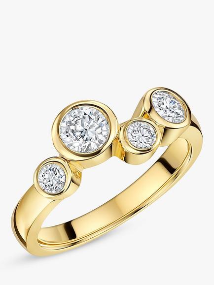Jools by Jenny Brown 4 Stone Cubic Zirconia Bubble Ring, Gold, Gold