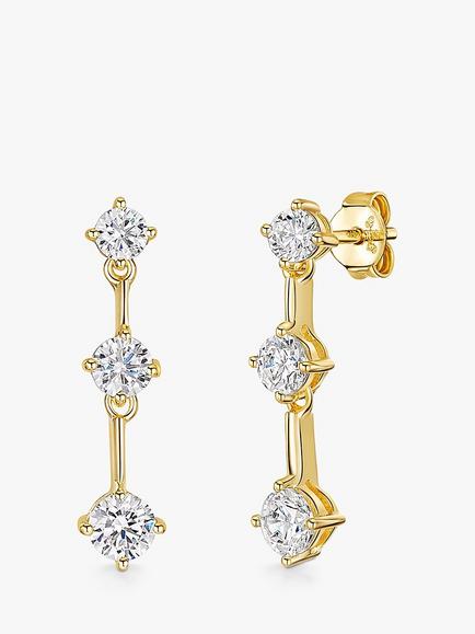 Jools by Jenny Brown Three Stone Cubic Zirconia Drop Earrings, Gold