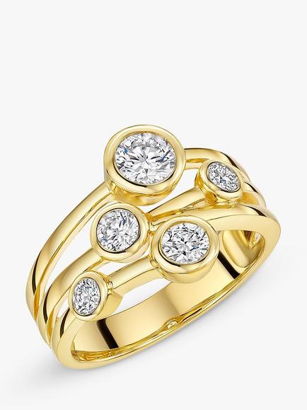 Jools by Jenny Brown 5 Stone Cubic Zirconia Bubble Ring, Silver, Gold