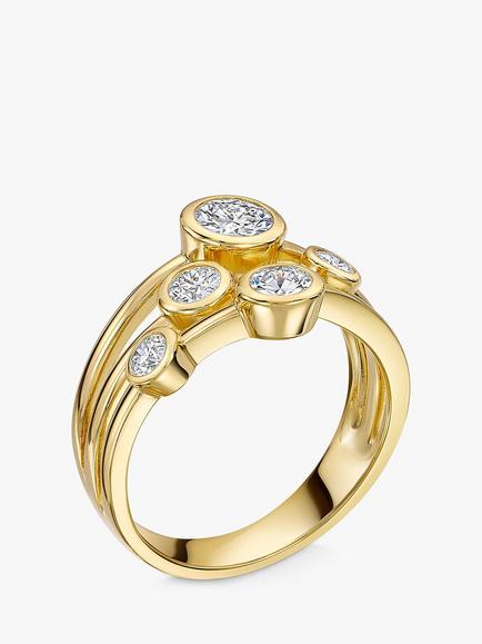 Jools by Jenny Brown 5 Stone Cubic Zirconia Bubble Ring, Silver - view 2, Gold