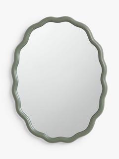 John Lewis Wiggle Oval Wall Mirror, 73 x 55.5cm, Green