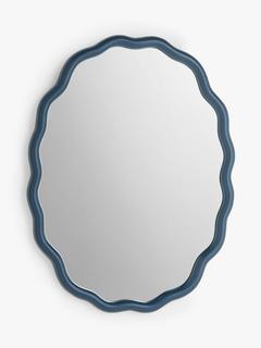 John Lewis Wiggle Oval Wall Mirror, 73 x 55.5cm, Blue