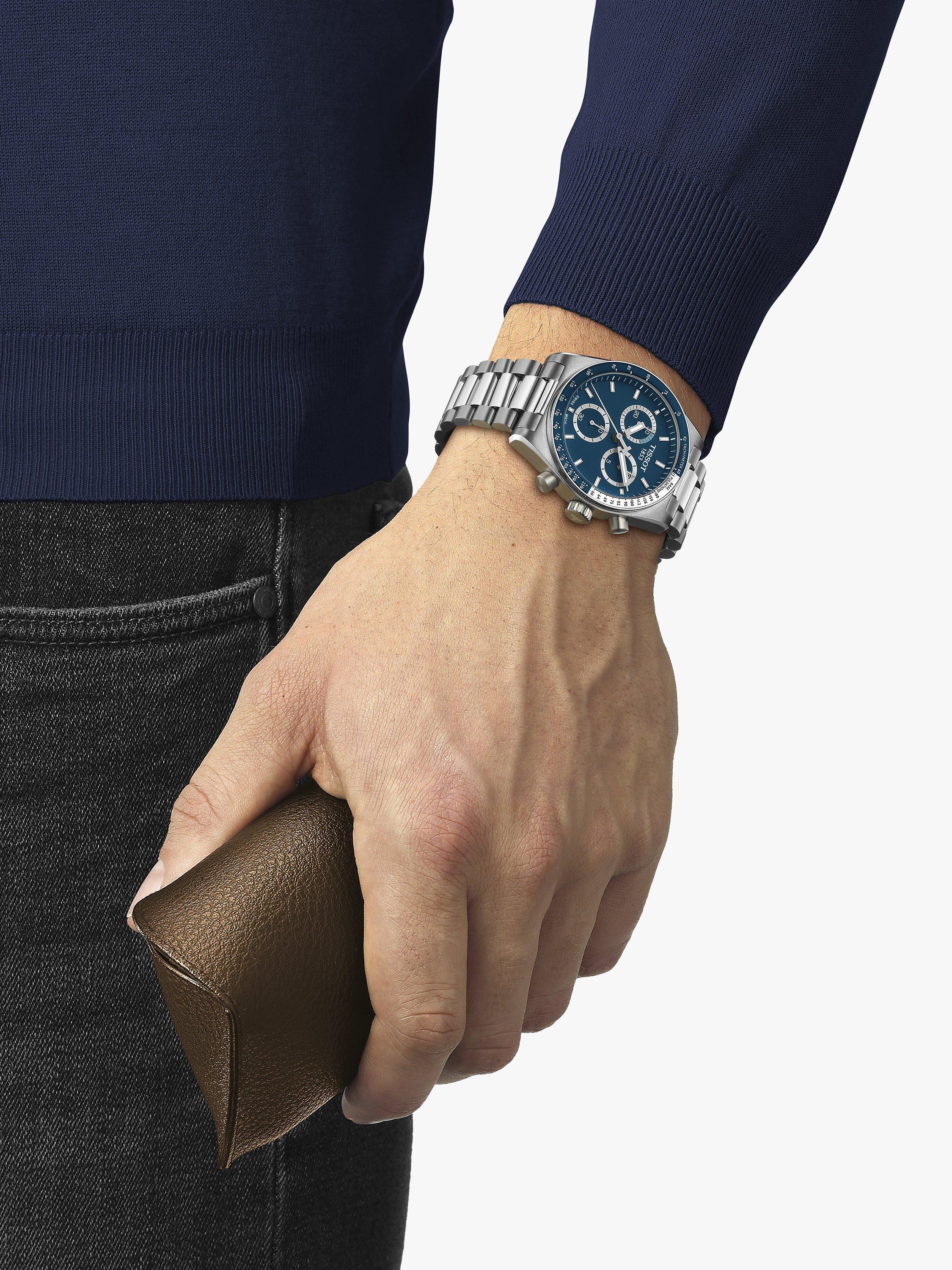 Product image 4 of 4, which shows Tissot Men's PR516 Chronograph Bracelet Strap Watch, Silver/Blue  T1494171104100