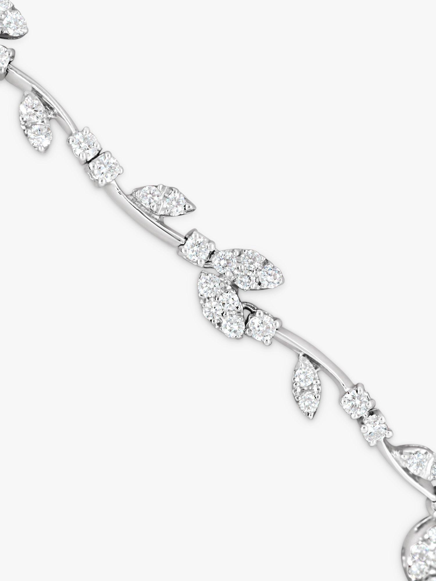 Product image 2 of 3, which shows Milton & Humble Jewellery Pre-Loved 18ct White Gold Diamond Leaf Collarette Necklace