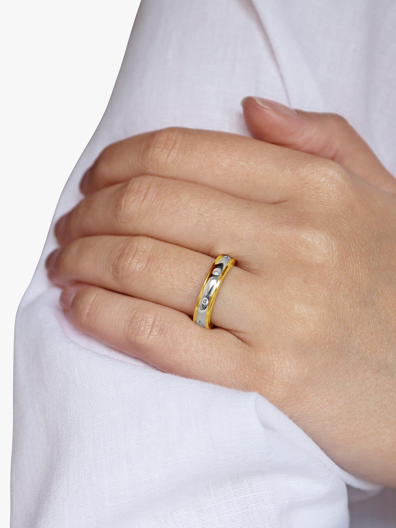Product image 1 of 3, which shows Milton & Humble Jewellery Pre-Loved 18ct White & Yellow Gold Diamond Band Ring, Dated London 2000