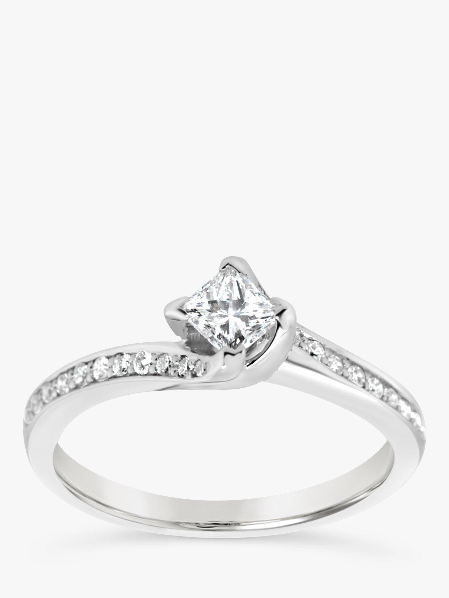 Product image 1 of 5, which shows Milton & Humble Jewellery Pre-Loved 18ct White Gold Diamond Twist Engagement Ring