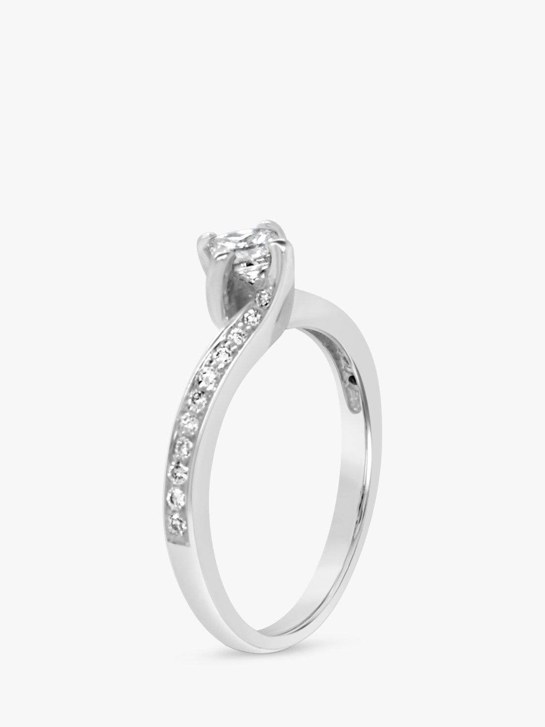 Product image 2 of 5, which shows Milton & Humble Jewellery Pre-Loved 18ct White Gold Diamond Twist Engagement Ring