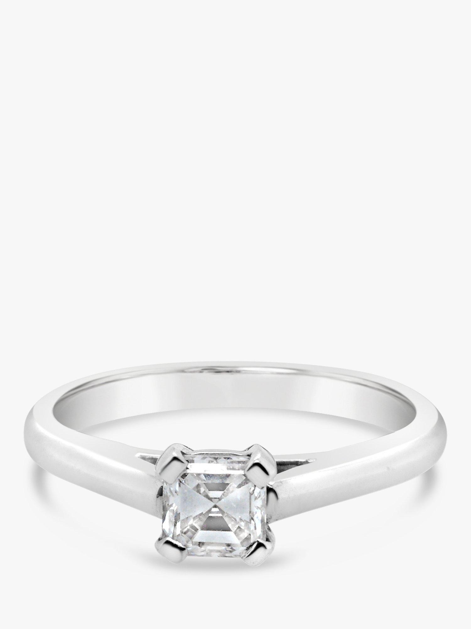 Milton & Humble Jewellery Pre-Loved 18ct White Gold Emerald Cut Diamond Engagement Ring