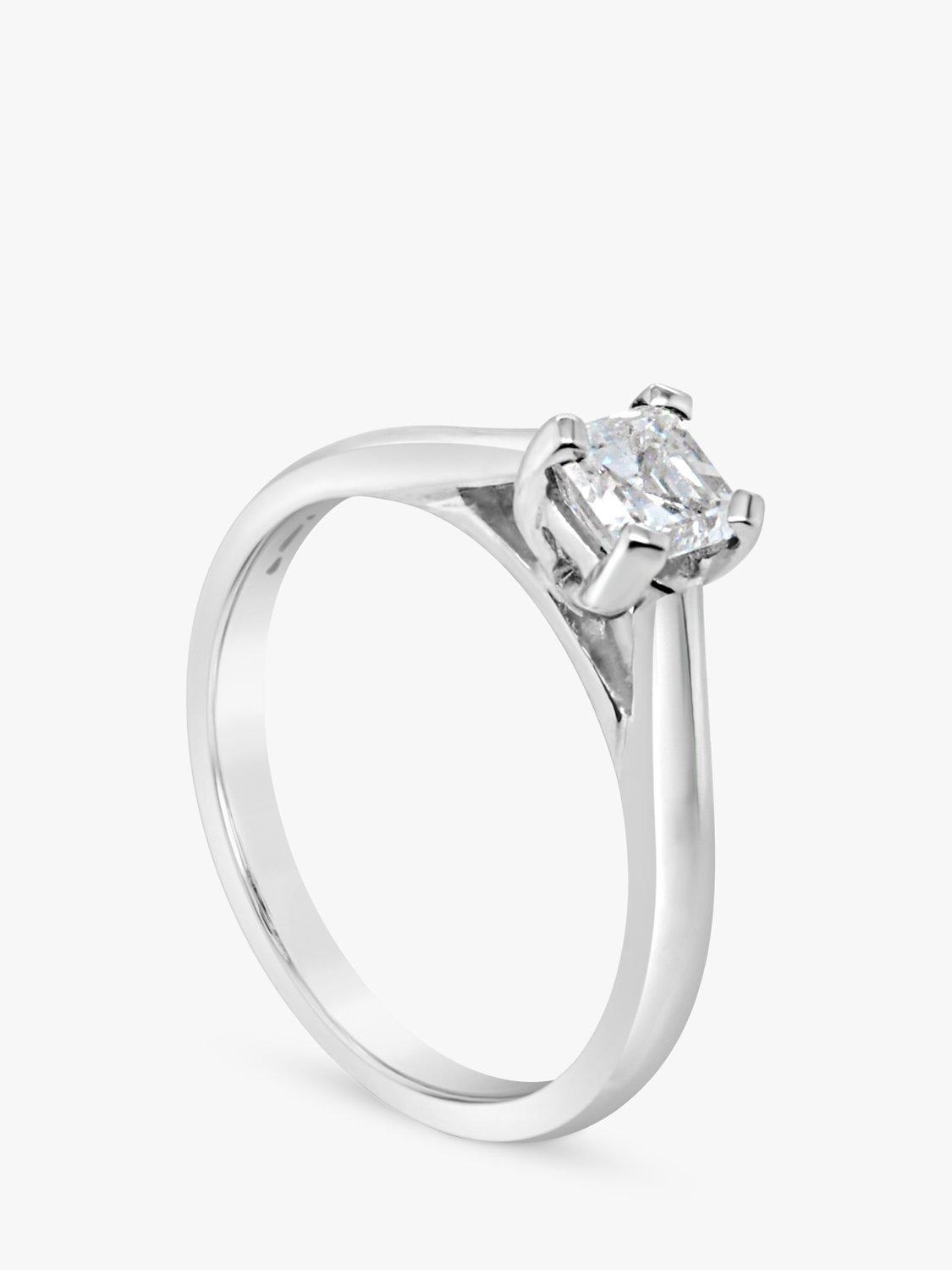 Milton & Humble Jewellery Pre-Loved 18ct White Gold Emerald Cut Diamond Engagement Ring