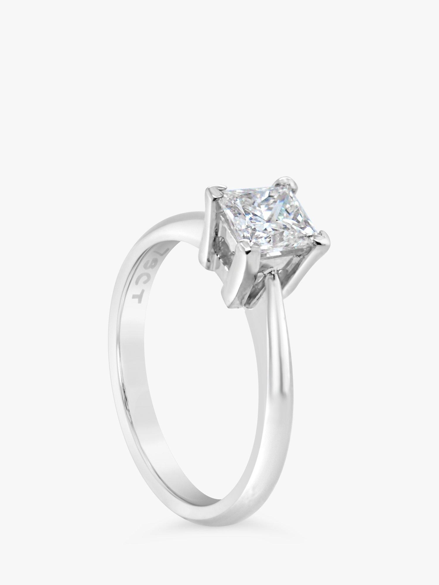 Product image 1 of 7, which shows Milton & Humble Jewellery Pre-Loved 18ct White Gold Princess Cut Diamond Engagement Ring