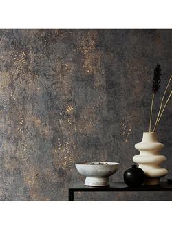 Galerie Plaster Texture Wallpaper - view 2, Black/Copper