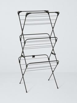 John Lewis 3 Tier Indoor Clothes Airer, Black, Matte Black