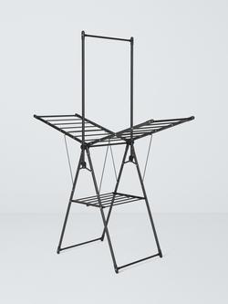 John Lewis X Wing Indoor Clothes Airer, Black, Black