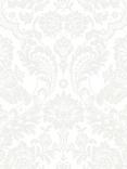 Graham & Brown Gothic Damask Flock Wallpaper, White