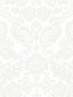 Graham & Brown Gothic Damask Flock Wallpaper, White, White