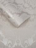 Graham & Brown Gothic Damask Flock Wallpaper, White
