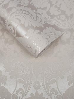 Graham & Brown Gothic Damask Flock Wallpaper, White - view 2, White