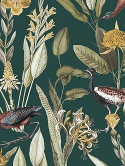 Graham & Brown Glasshouse Day Wallpaper, White/Multi, Green