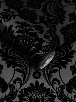 Graham & Brown Gothic Damask Noir Wallpaper - view 2, Noir