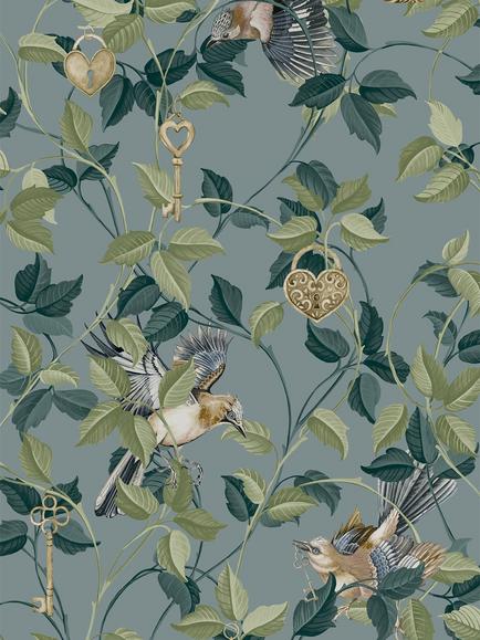 Graham & Brown Lock & Key Wallpaper, Aqua, Aqua