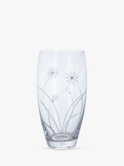 Dartington Crystal Glitz Daisy Glass Vase, H26cm, Clear, Clear