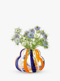 LSA International Folk Glass Vase, H19cm, Orange/Blue - view 2, Orange/Blue