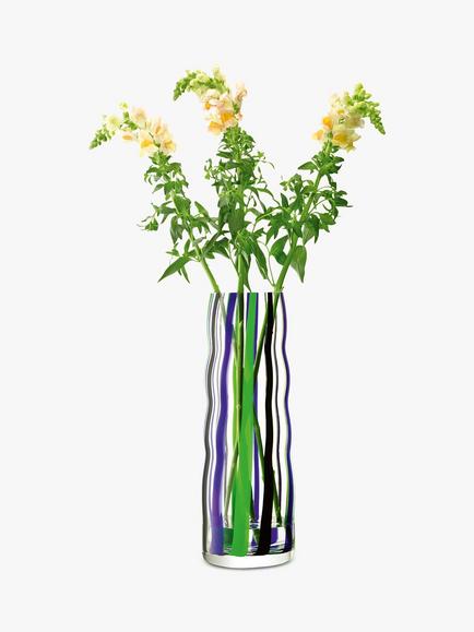 LSA International Folk Tall Glass Vase, H42cm, Green/Purple - view 2, Green/Purple