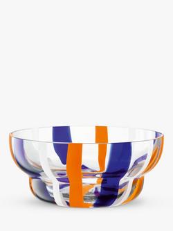 LSA International Folk Decorative Glass Bowl, 23.8cm, Blue/Orange, Multi