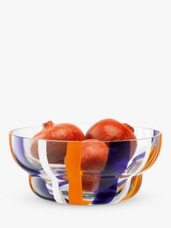 LSA International Folk Decorative Glass Bowl, 23.8cm, Blue/Orange - view 2, Multi