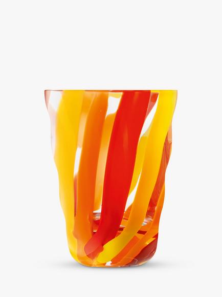 LSA International Folk Glass Tumbler, 280ml, Set of 2, Red/Orange, Multi